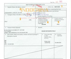 Cách khai C/O mấu EUR.1