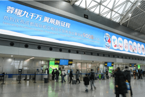 Hành khách xếp hàng làm thủ tục tại nhà ga sân bay quốc tế Song Lưu Thành Đô