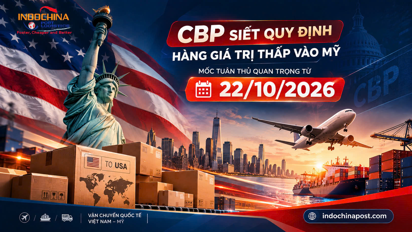 CBP siết quy định hàng giá trị thấp vào Mỹ từ 22/10/2026