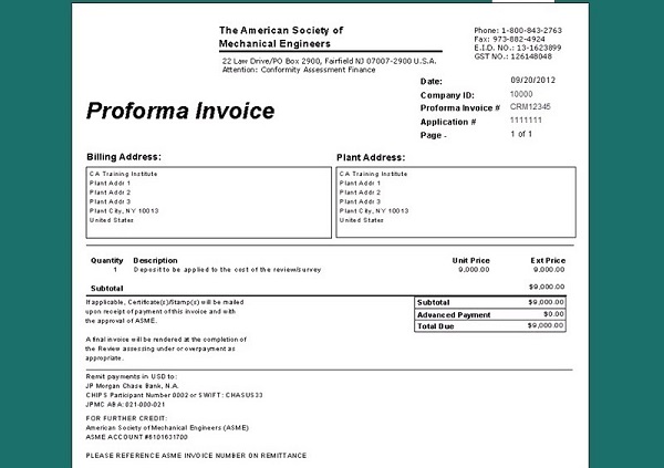 Hóa đơn chiếu lệ (Proforma Invoice):